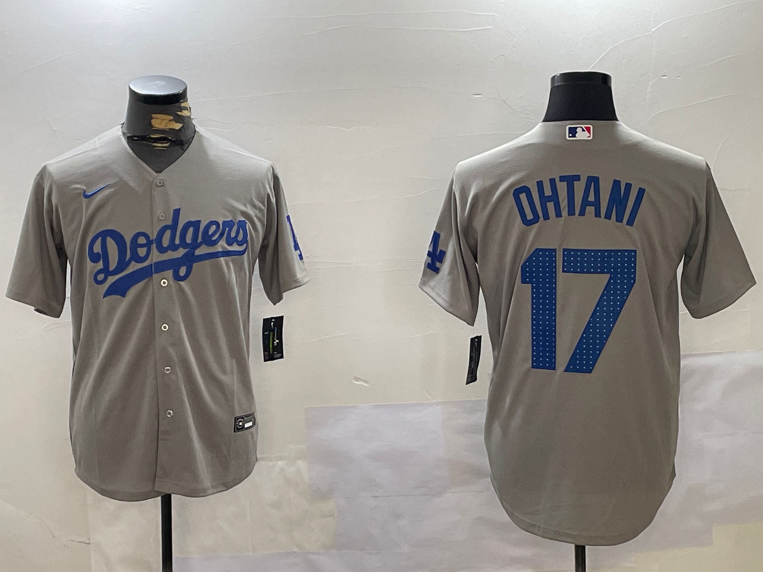 Men Los Angeles Dodgers #17 Ohtani Grey Game 2024 Nike MLB Jersey style 12167